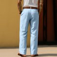 thumbnail image 4 of Garbnen Linen Pants Men Baggy Elastic Waist Wide Leg Trouser for Men Spring Summer Beach Men Lounge Pants with Pockets, 4 of 4