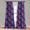 thumbnail image 5 of Ambesonne Floral Curtains, Tropicana Orchids Hawaii, Pair of 28"x95", Violet Magenta Indigo, 5 of 5