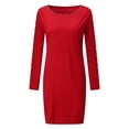 thumbnail image 4 of Pompotops Robe Mini Aguichant Mode Femme Chandail Col Rond Couleur Unie Manches Longues Slim, 4 of 5