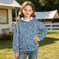 thumbnail image 4 of Spazoro Girls Hooded Sweatshirt with Pockets, Hooded Neck Long Sleeve Drawstring Leopard Print Warm Pullover Tops Casual Hoodies for School Blue Size 7, 4 of 9