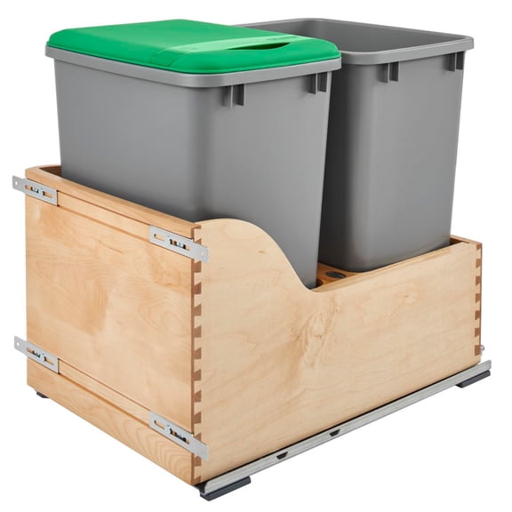 Rev-A-Shelf 4WCSC-1835DM-2 Double 35 Qt Pullout Cabinet Waste Containers