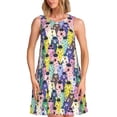 thumbnail image 1 of Vsdgher Robes d'Été Imprimé Coloré pour Femmes Robe de Plage Décontractée Col en U Sans Manches Robe Débardeur Ample avec Poche, 1 of 7