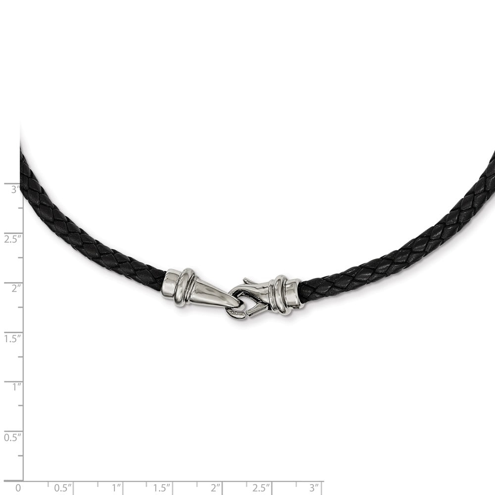 White Stainless Steel necklace Cord & Leather 19.5 in