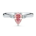 thumbnail image 2 of BERRICLE Sterling Silver 3-Stone Morganite Color Pear Cut Cubic Zirconia CZ Fashion Anniversary Ring for Women, Rhodium Plated 0.8 Carat Size 5.5, 2 of 9