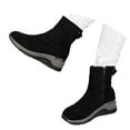 thumbnail image 3 of Fashionable Solid Color Suede Side Zipper Ankle Boots Comfortable Warm Winter Booties for Casual Outdoor Footwear, 3 of 9