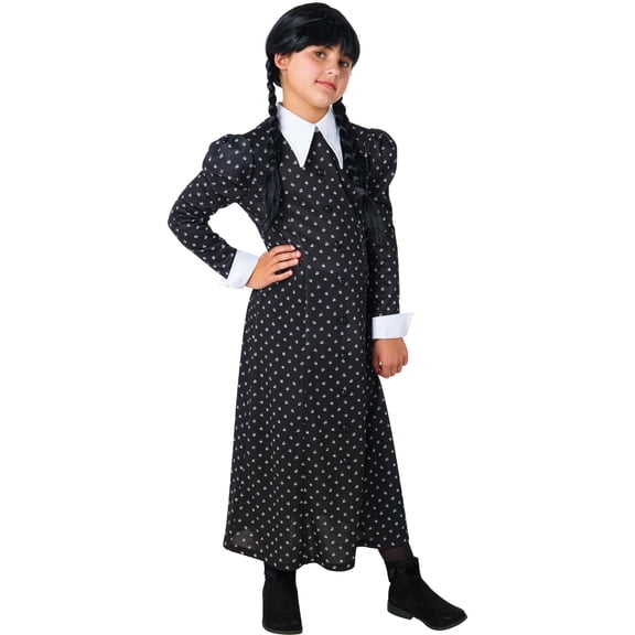 Wednesday Addams Dress Halloween Costume for Children, Girls' Size L (10/12), by Rubies
