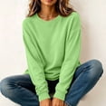 thumbnail image 6 of Women's Casual Long Sleeve Pullover Sweatshirt Solid Color Crew Neck Loose Fit Basic Oversized Hoodie Fall Winter Clothes Fleece Lined Cozy Comfortable Top, 6 of 7