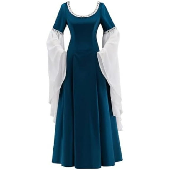 Dark Blue Dress Elf Queen Gown Medieval Halloween Outfit for Women