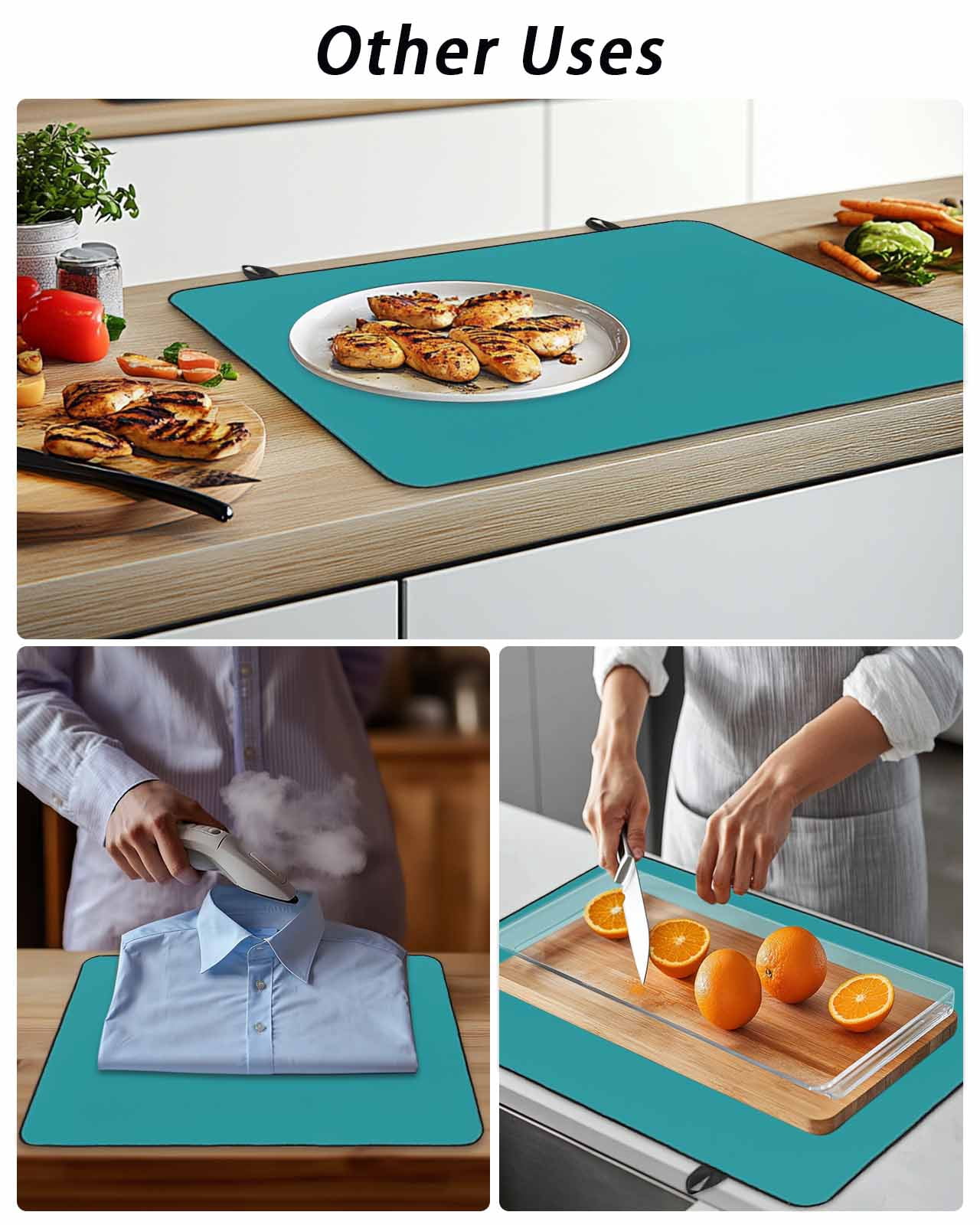 Stove Top Covers for Electric Stove, Teal Glass Stovetop Cover Protector, Turquoise Pure Teal Induction Cooktop Protector Oven Mat for Kitchen Countertop 36"x21"