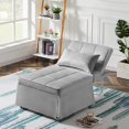 thumbnail image 2 of Velvet Folding Sofa Bed Sleeper Chair with Adjustable Backrest Grey, 2 of 5