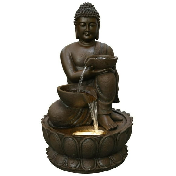 Angelo Décor Fontaine bouddha de 82 cm, comprend une pompe écoénergétique et lumières DEL décoratives