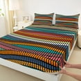 thumbnail image 3 of Manfei Colorful Stripes Twin Sheet Sets 3pcs, Contemporary Abstract Twin Fitted Sheet, Wave Lines Flat Sheet, Ultra Soft Home Decor, 3 of 7