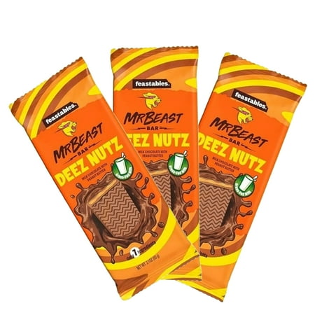 Mr Beast Chocolate Bars – NEW Deez Nuts Butter, New And Milk Chocolate (3 Pack)