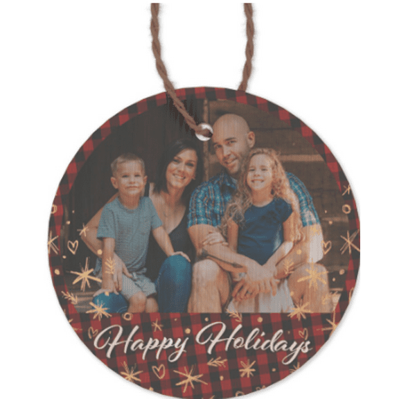 Customizable Photo 3.5x3.5 Round Bamboo Ornament