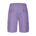 thumbnail image 4 of pstuiky Pantalones cortos de gimnasio, Pantalones cargo casuales con cremallera y botones para hombre, hasta la rodilla, lisos, con bolsillo, rectos, con cremallera y botones, 4 of 5