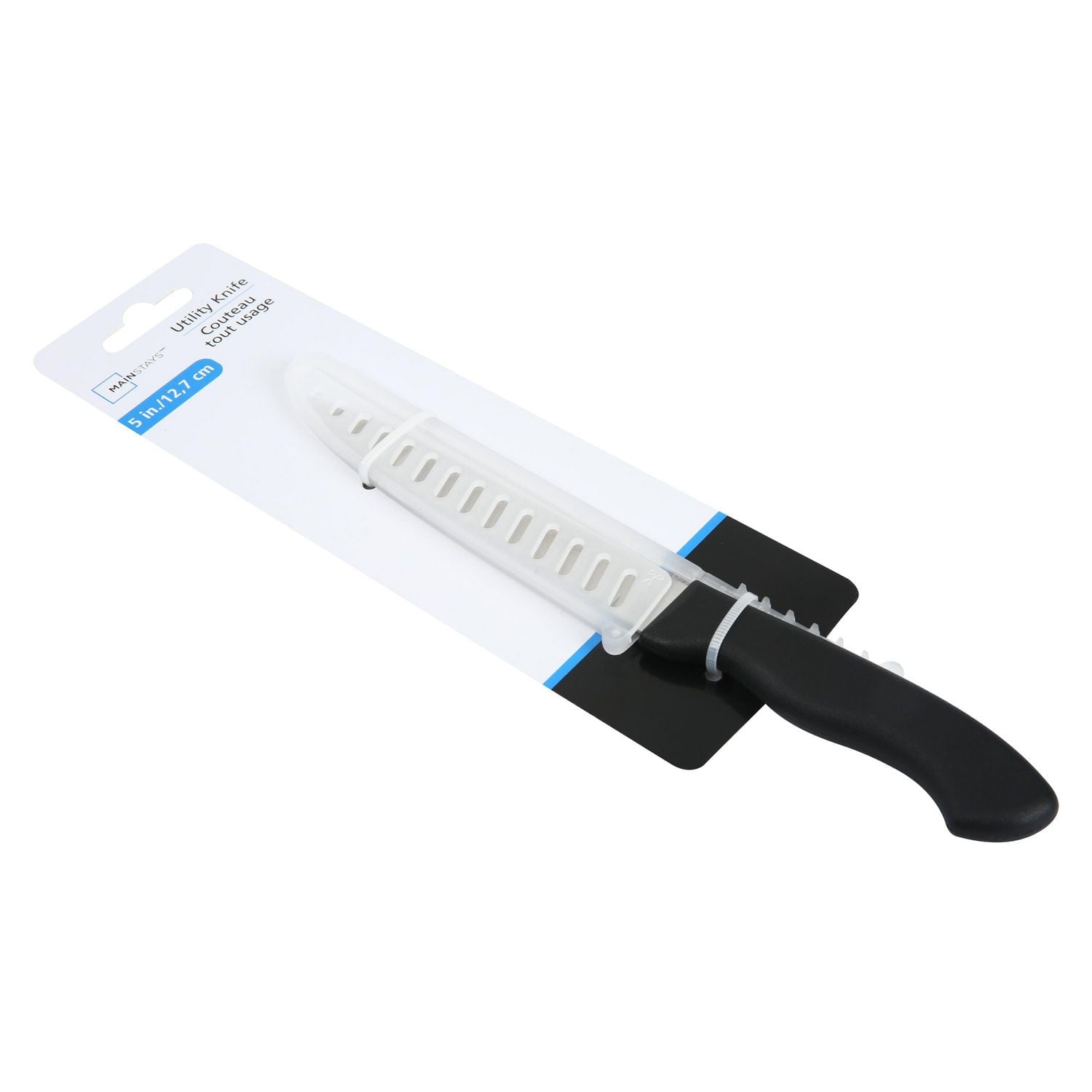 Couteau utilitaire Mainstays de 5 po en acier inoxydable avec manche en plastique noir