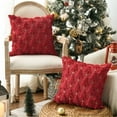 thumbnail image 5 of putnchl Christmas Tree Star Green Throw Pillow Cover Set of 2, 18 x 18 Inch Soft Plush Faux Fur Jacquard Festivals Winter Cushion Case Decoration for Sofa Couch（Red）, 5 of 7
