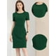 thumbnail image 2 of Vestido de tubo para mujer Allegra K informal de negocios cuello redondo manga corta Verde S, 2 of 6
