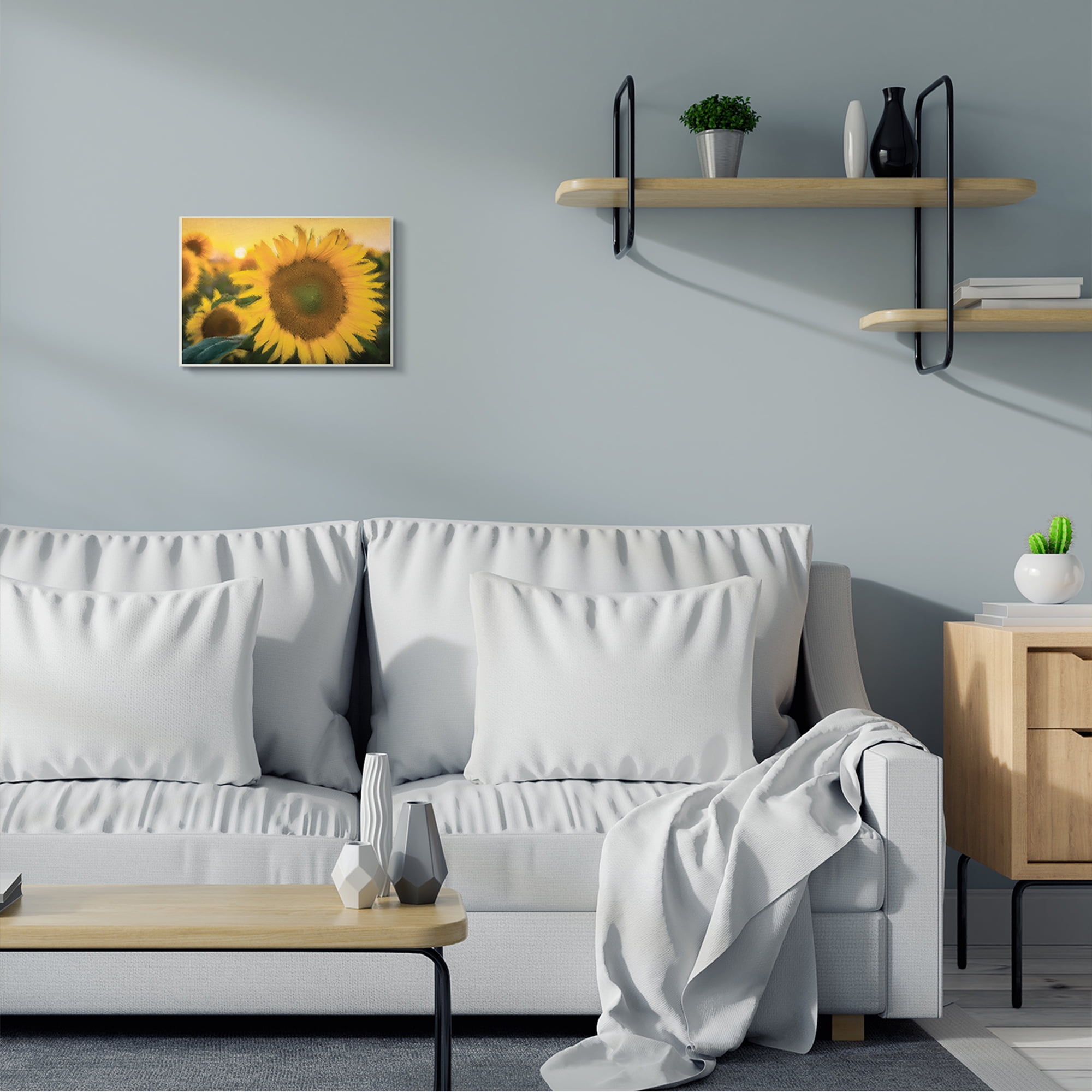 Stupell Industries Sunflower Field Sunrise Realistic Soft Edges,10 x 15,Designed by Kim Allen