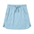 thumbnail image 4 of aohooy Women's Mini Skort Skirt High Waisted Drawstring Elastic Waist Skirts Cargo Style Summer Short Skirts with Pockets 2026 Blue,XL, 4 of 9
