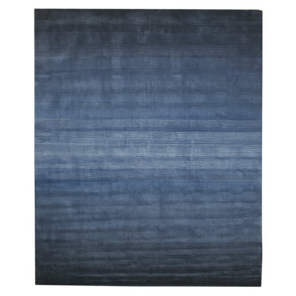 Blue Wool Rug 5x8 - Coastal Transitional Area Rug - Hand-Tufted Living Room Floor Decor