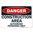 thumbnail image 1 of Danger Construction Area Sign, Authorized Personnel Only Sign,, 1 of 1