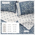 thumbnail image 3 of Floral Cotton Quilt Set - Lightweight, Soft, All-Season - 2-Piece Reversible Boho Bedding Set (Twin / Twin XL, Regal Garden - Blue), 3 of 6