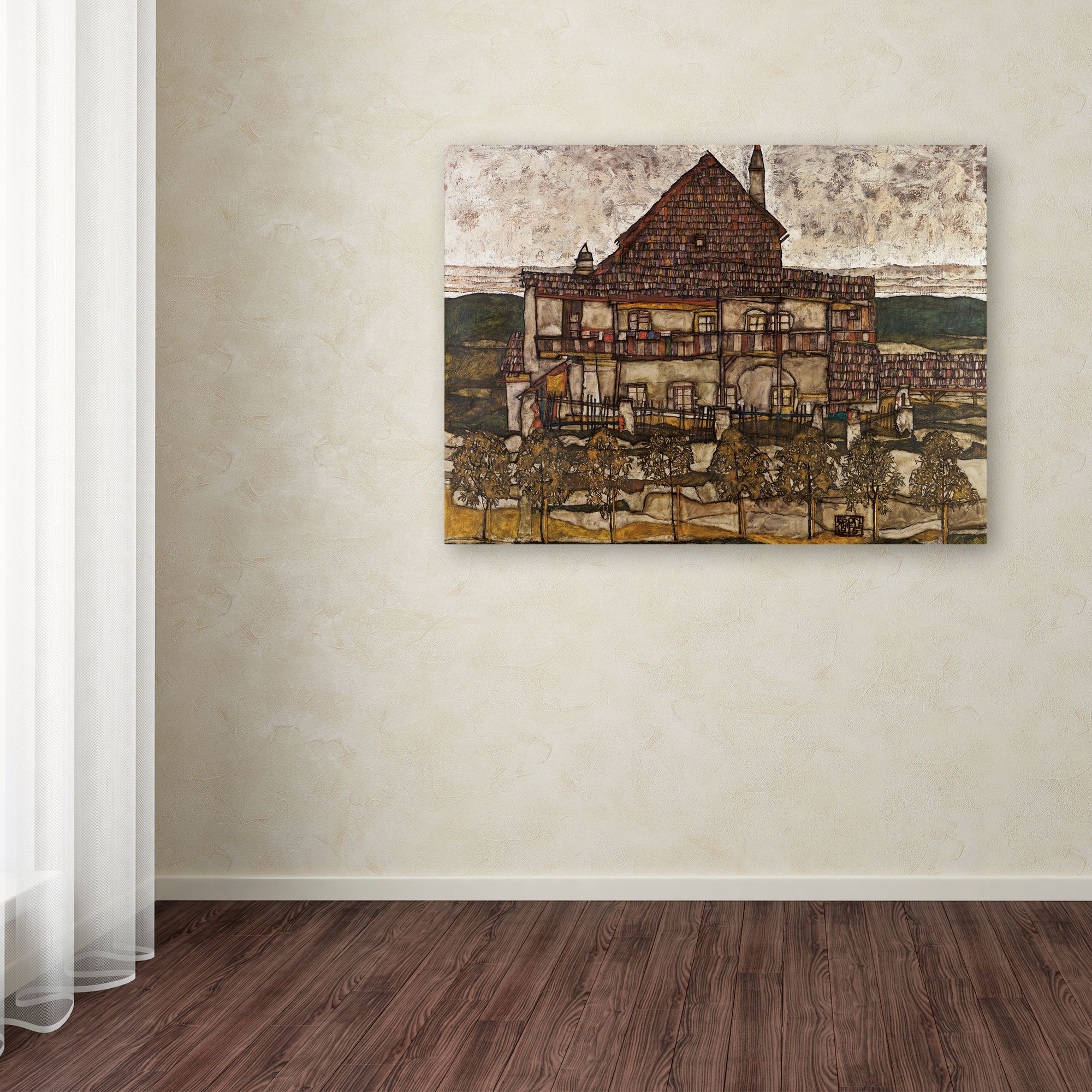 Trademark Fine Art 'House With Shingle Roof' Canvas Art by Egon Schiele
