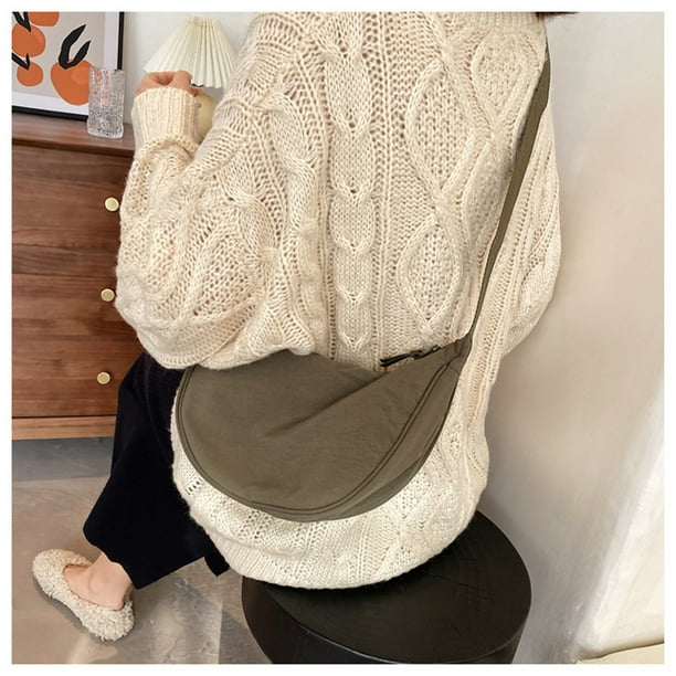 Bolsas Crossbody para las Mujeres Bolsa Crossbody en Forma de Media Luna de Nylon de las Mujeres, Bolso de Hombro Pequeño, Bolso de Dinero, Bolsa de Eslinga Ligera, Mochila, Bolso de Día, Adecuado Par