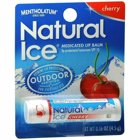 Natural Ice Medicated Lip Protectant/Sunscreen SPF 15, Cherry (Pack of 16)