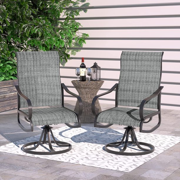 Techmilly Patio Swivel Chairs Set of 2, Outdoor Dining Chairs High Back, Padded All Weather