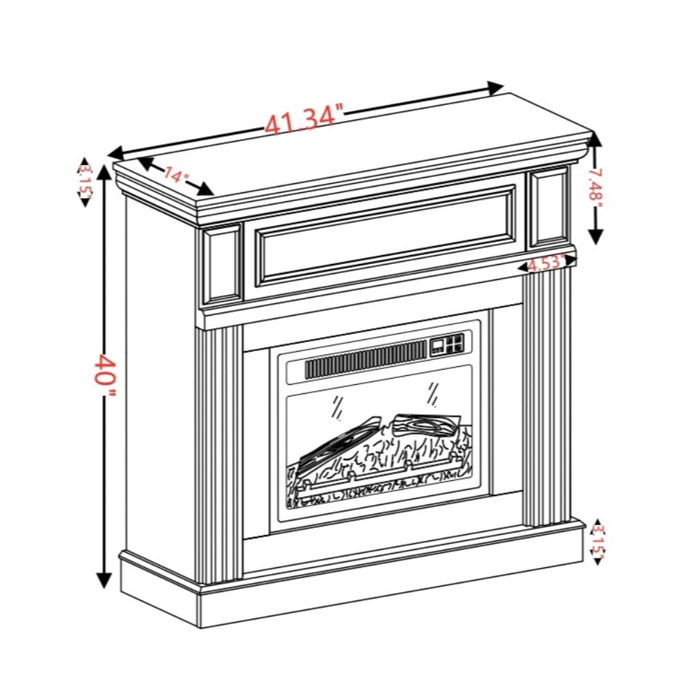 Avger Electric Fireplace with Mantel, 23" Insert, Adjustable Flame, Remote Control, White