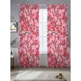 thumbnail image 2 of Chinese Flowers Sheer Curtains 96 Inch Length 2 Panels Set Window Treatments, Spring Pink Peach Blossoms Floral Rod Pocket Semi Curtains for Living Room/Bedroom/Kitchen Décor, 104"W x 96"L, 2 of 7
