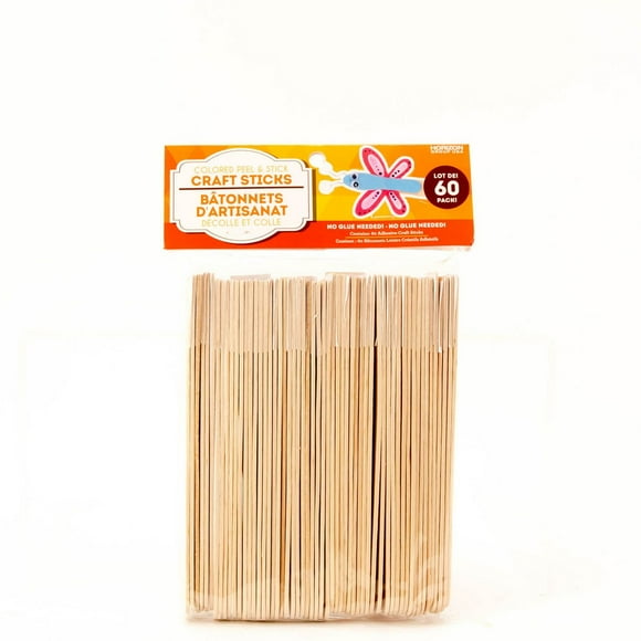 Horizon Group Usa Peel & Stick Wood Craft Sticks, 60 peel & seal craft sticks