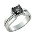 thumbnail image 2 of 3.20 CTW 14K White Gold Black Diamond Ring with Diamonds Bridge Vintage Princess, 2 of 4
