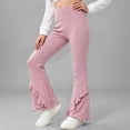 thumbnail image 2 of XIYON Girls Pants Solid Color Ruffled Flare Pants Kids Comfortable Trousers for Play and Everyday Wear, 2 of 7