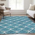thumbnail image 6 of HomeRoots 672724 9 x 12 ft. Teal & Ivory Abstract Geometric Transitional Washable Machine Made Rectangle Area Rug with UV Protection, 6 of 9