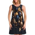 thumbnail image 1 of Fotbe Elegant Golden Blue Ornaments Vestido de Verano sin Mangas para Mujer – Vestido Midi Línea A, Estilo Camiseta Floral, Vestido Playero Casual y Fluido, 1 of 7
