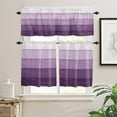 thumbnail image 2 of Purple Ombre Kitchen Curtain Set, Farmhouse Vintage Wooden Striped Window Valance and Tiers 24" Length, Light Filtering Short Curtains Valance for Cafe Bathroom Bedroom 54"x18", 2 of 7