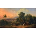 thumbnail image 2 of Raden Saleh 14x10 Gold Ornate Wood Frame and Double Matted Museum Art Print Titled - Forest and Native House (1860), 2 of 4