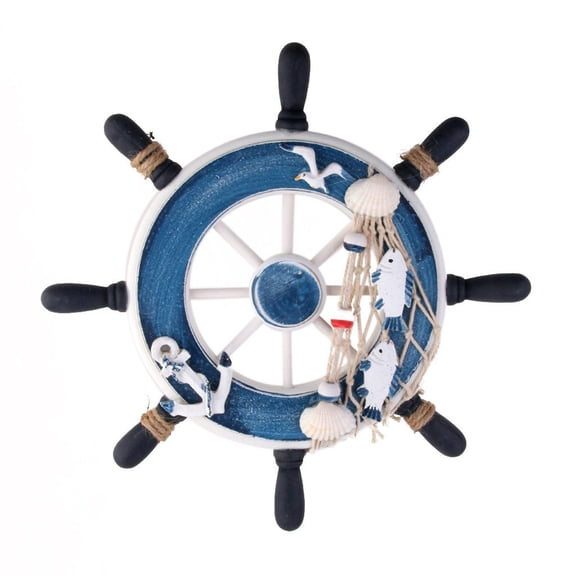 Nautical Wooden Ship Wheel Home Decor in - Coastal Wall Hanging for Beach House or Marine Theme