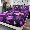 thumbnail image 5 of Erosebridal Neon Witch Bed Sheets 4-Piece,Magic Symbols Full Size Sheets,Purple,1 Flat Sheet, 1 Fitted Sheet and 2 Pillowcases, 5 of 6