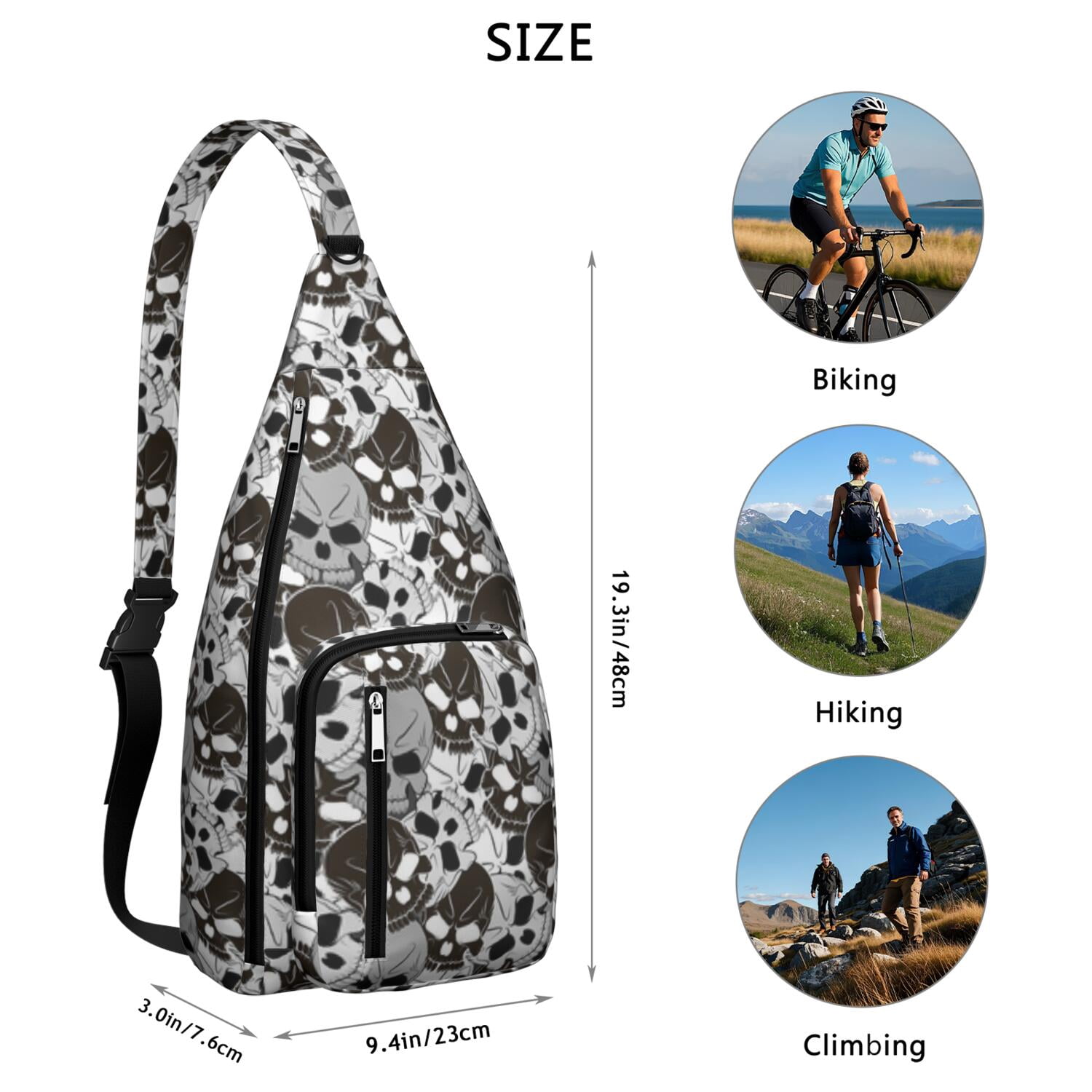 "Dead Day Inspired Crossbody Bag, Mexican Skull & Butterfly Print Shoulder Pack, Lightweight Durable Sling Bag for Men, Water-resistant Tactical Chest Bag with Retro Design"