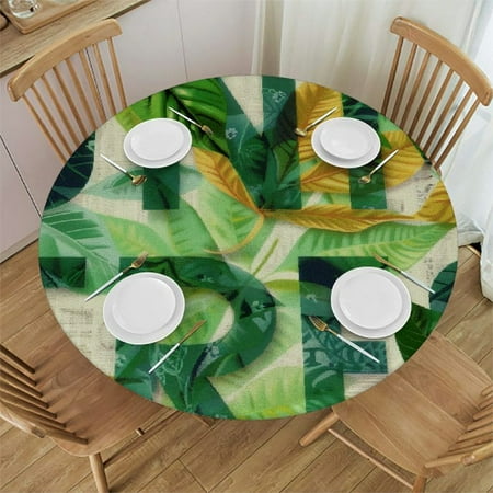 

Autua Leaves Round Table Cover Stain Resistant Washable Indoor Outdoor Tablecloth Kitchen Dining Wedding Parties 100% Polyester Fiber Waterproof Tablecloths 31 -35