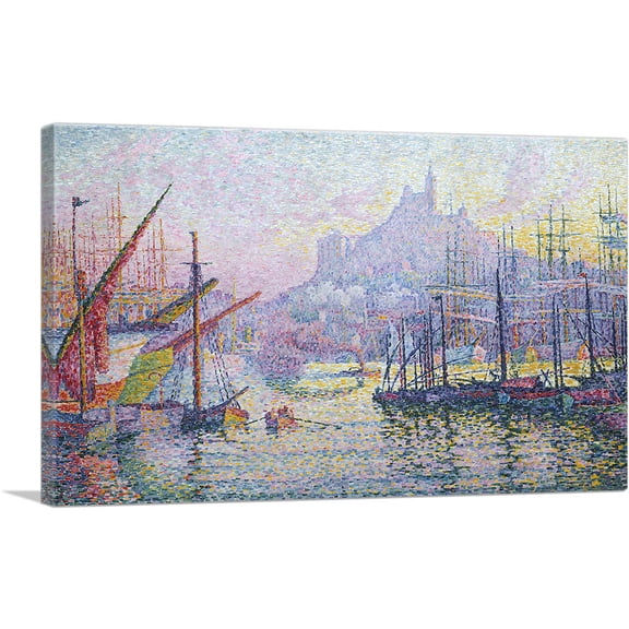 ARTCANVAS View of the Port of Marseilles Canvas Art Print by Paul Signac - Size: 26" x 18" (0.75" Deep)