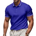 thumbnail image 6 of Zshosam Polo T Shirts for Men Mens Golf Polo Shirts Short Sleeve Dry Fit Performance Moisture Wicking Casual Print Collared Golf Shirts for Men Size XXL,(Blue XXL), 6 of 9