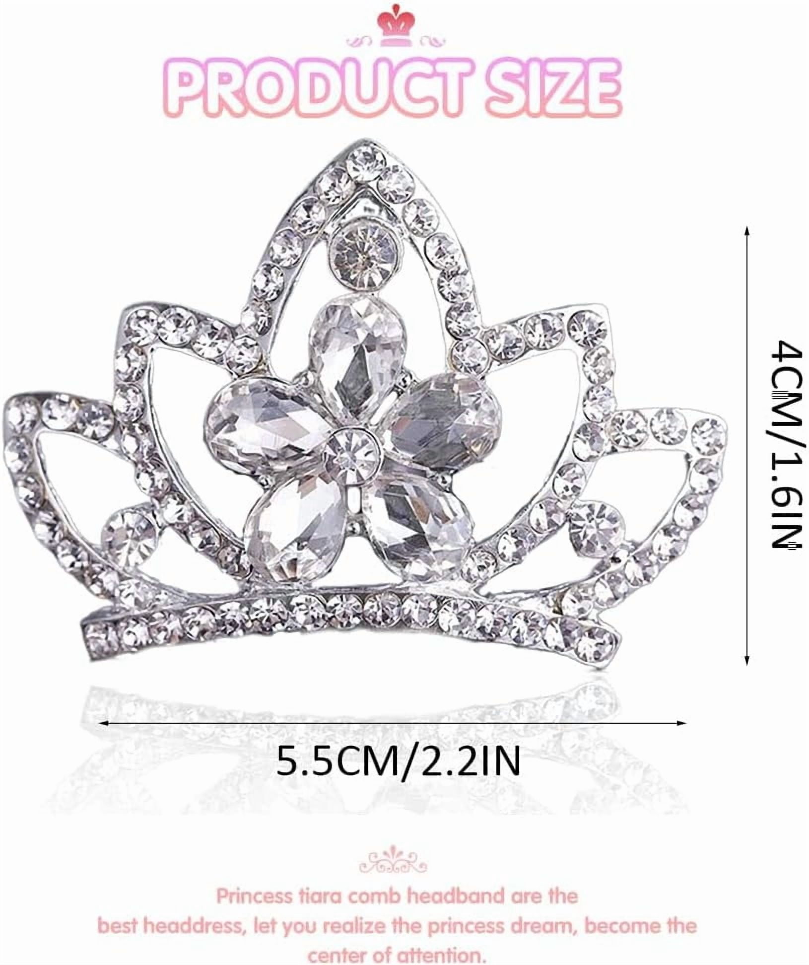 Princess Crown Comb Mini Crystal Tiara Comb Rhinestone 