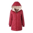 thumbnail image 2 of Chaqueta de invierno de algodón de longitud media con capucha y diseño geométrico impermeable y suave para mujer, 2 of 5