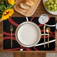 thumbnail image 4 of Red Geometric Placemats Set of 8, Vintage Abstract Stripes Aesthetic Art Placemats for Dining Table, Place Mats for Kitchen Tabletop, Waterproof Wipeable Dining Table Mats Set, 4 of 9