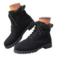 thumbnail image 1 of Bottes à la Cheville pour Femmes Leozcaa, à Lacets, Plates, Style Combat, Bout Rond, Rétro, Brunes, Automne Hiver, Bottines Courtes, 1 of 9